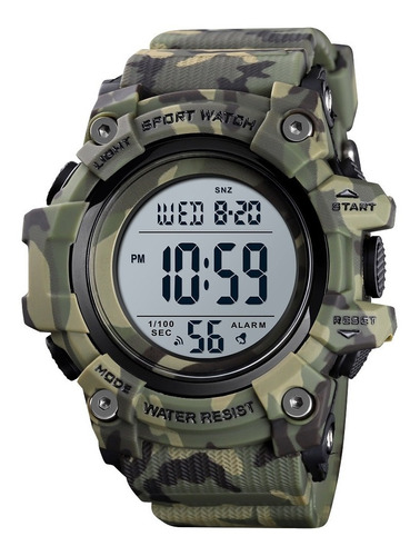 Reloj infantil Skmei Digital 1552, color verde camuflaje