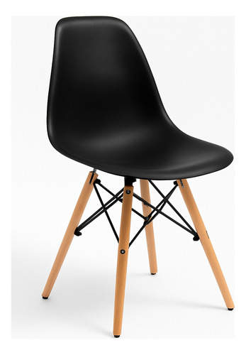 Pack 4 Sillas Tipo Eames Moderna Plástica Madera Colores Variados Comedor Cocina Oficina