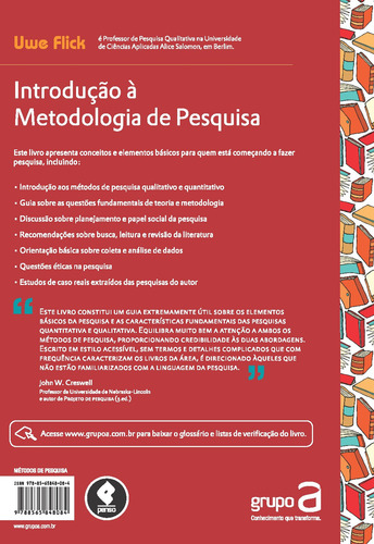 Introdução a Metodologia de Pesquisa: Um Guia para Iniciantes, de Flick, Uwe. Editorial PENSO, capa mole em português, 2012