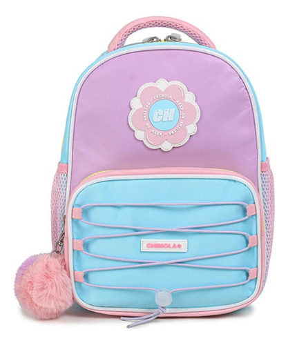 Chimola Mochila Espalda Colorblock Girl 12 Pulgadas Fs55 Color Light Purple Light Blue Diseño De La Tela Liso