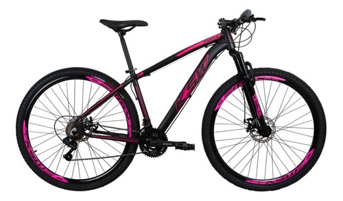 Bicicleta Aro 29 Ksw Xlt Câmbios Shimano 21v Disco Cubo Role Cor Preto/rosa Tamanho Do Quadro 15