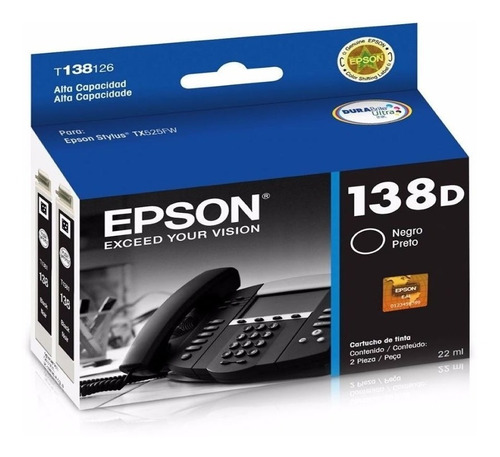 Epson 138d Negro T138126 T138120 Tx525fw Original