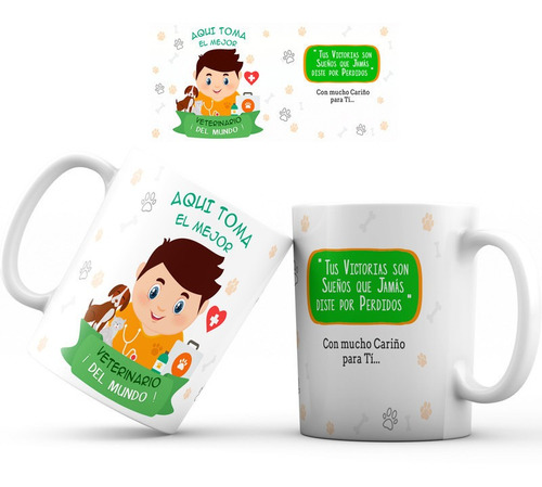 Mug Pocillo Profesión Veterinario Regalo Aquí Toma Taza