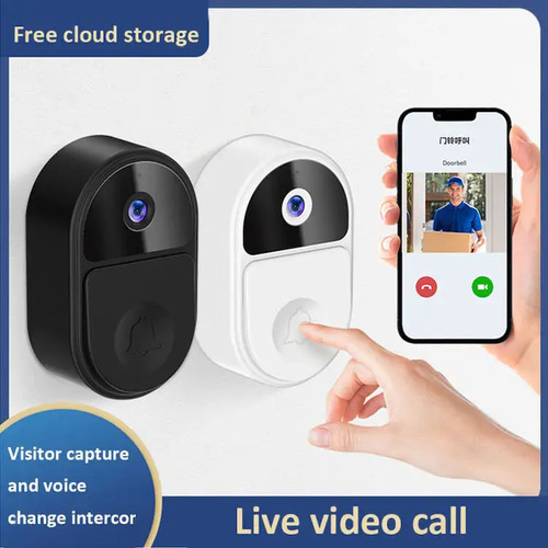 Timbre Con Cámara De Seguridad Wifi Portero Ip Inalambrico I Blanco