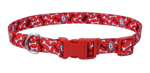 Collar Ajustable Perro Coastal Styles Rojo Huesos Large