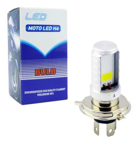 Ampolleta Para Moto H4 Led Cob Blanca, Metal X 1 Pieza.