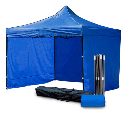 Toldo Carpa Con Pared Impermeable Plegable Acero 3x3 M Color Azul