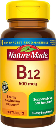 Vitamina B12 500 Mcg Nature Made 100 Tabletas