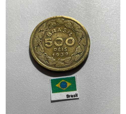 Moeda 500 Réis 1939, Machado De Assis, Brasil Br 405 (Usado)