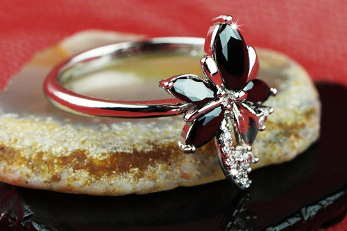 Imagen 5 de 10 de Anillos Compromiso Oro 18k Regalo Mama Dama Orquidea Calidad
