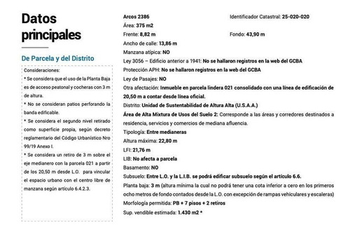 Imagen 5 de 10 de Arcos Al 2300 Y Olazabal 8,66 X 44 Enrase Completo Pb 9 Pisos Codigo Nuevo Apto 1430 M2 Vend