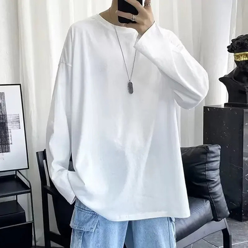 Playera Casual De Cuello Redondo Y Manga Larga Para Hombre