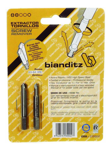 Kit 2 Puntas Extracor Tornillo Hss Manual/eléctrico Bianditz