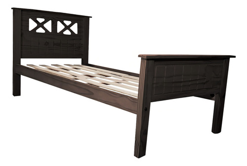 Cama Cruz Moderna 1 Plaza 80 X 190 Madera Macizo Individual Color Nogal