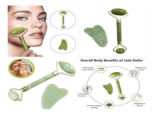 Piedra Jade Gua Sha Masajeador Rejuvenece Rostro 