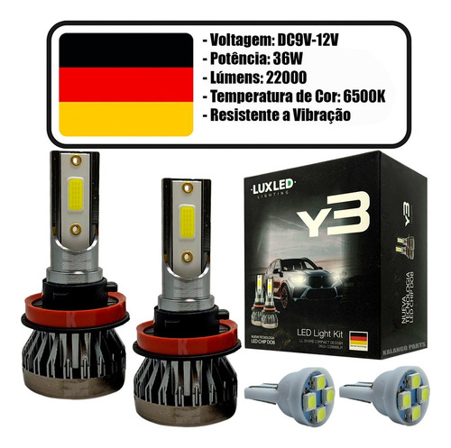 Kit Lâmpadas Super Led Fiat Siena Farol Alto Baixo E Milha
