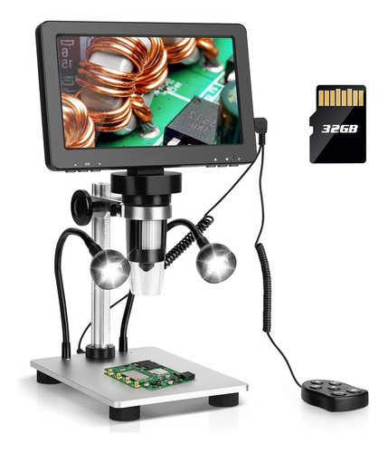 Microscopio Digital Lcd 7 In Con Aumento 1200x 1080hd 32g Sd