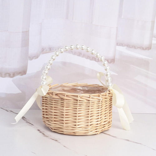 Wyq Cesta De Mimbre Para Niñas Con Flores Para Bodas, Cesta
