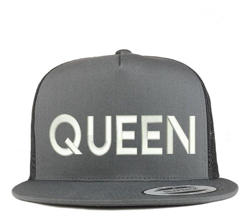 Trendy Shop Queen Gorra Plana Con Malla Bordada De 5 Paneles