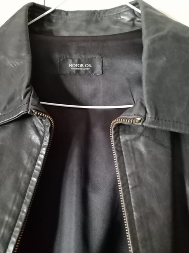 Campera De Cuero Negra - Motor Oil