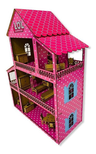 Casa De Boneca Infantil Polly Babie Lol Com 37 Moveis De Mdf