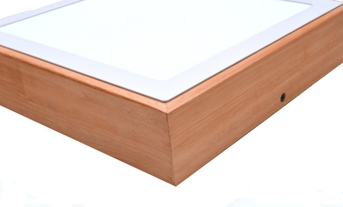 Plafon Madera Deco Eucaliptus Led Luz Fria 24w 32x32 Blanco Frio