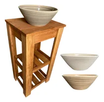 Comprar Vanitory De Madera Pie 40cm Apoyo Doble Deck  Bacha De Apoyo