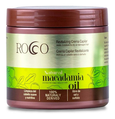  Crema Capilar Cabello Natural Macadamia Oil Rocco (1u)