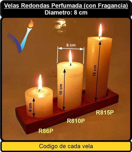 R810p - Pack 4 Velas Redonda Perfumada 8x10 Cm / 60hs