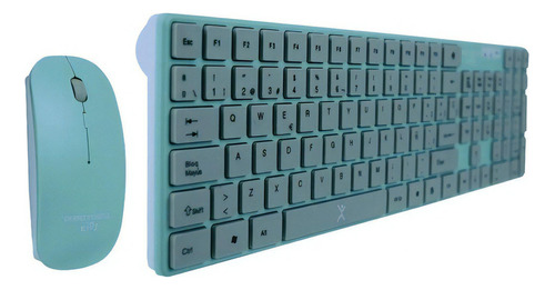 Teclado Y Mouse Inalámbrico Perfect Choice Pc-201243 Celeste Color del teclado Azul