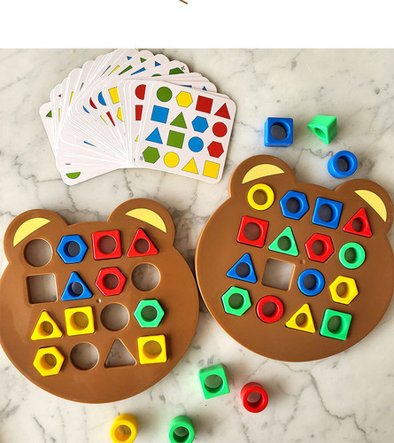 W Rompecabezas Bear Geometry, Juego De Un Solo Bloque,