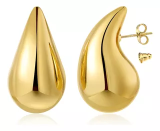 Aretes De Largos Colgantes Gota Oro 18k Fiesta Mujer Broquel