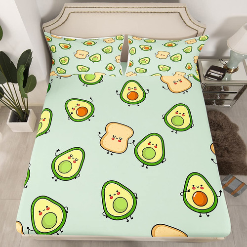 Juego De Ropa De Cama De Aguacate Para Niños, Sábana Baje.