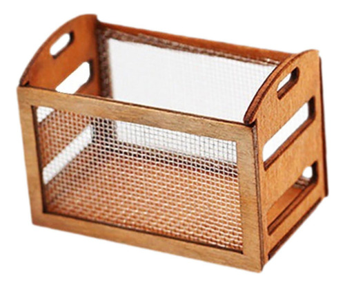 Mini Cesta De Madera Para Casa De Muñecas, Contenedor De