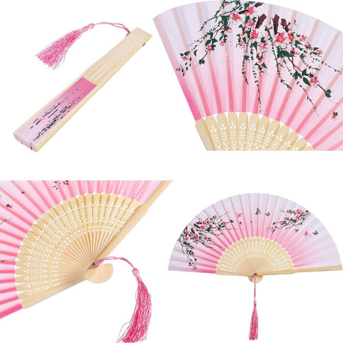 2 Piezas Abanicos De Mano Plegables BambĂș Para Mujer Regalos