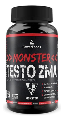 Suplemento em cápsula PowerFoods  Monster Power Testo ZMA vitaminas Power Testo ZMA