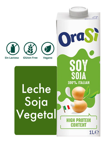 Leche Sin Lactosa 1 Litro, Vegetal De Soya Orasí, Sin Gluten