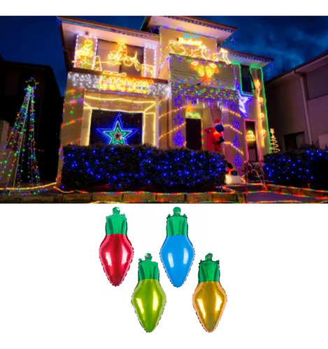 50 Globos De Bombilla De Navidad, Globos De Papel De