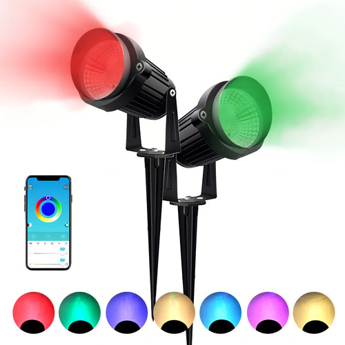 Lamparas Leds Para Jardin Luz Remoto 20 Modos Rgb 15w 2 Pzas