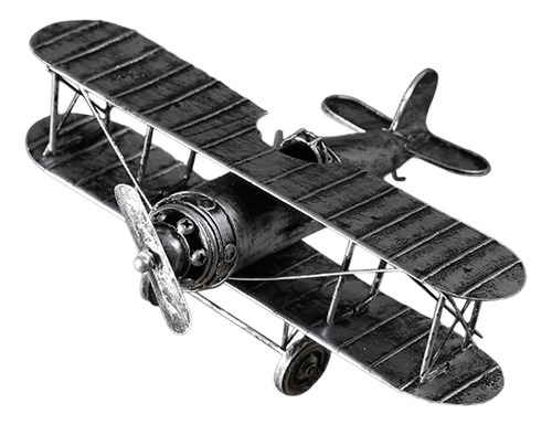 Avión Biplano Pequeño, Modelo De Avión De Metal Plata