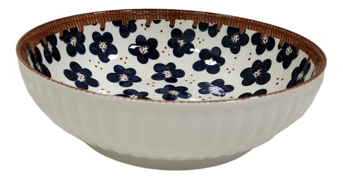 Bowl Plato Hondo De Cerámica Diseño Flor De Otoño 23 X 7cm