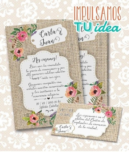 Invitación De Boda Con Personal Para Que Imprimas Y Whatsapp