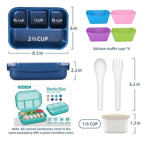 Lancheira Bento Com 4 Compartimentos, Recipiente Para Molho