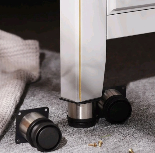 Imagen 6 de 8 de Set 2 Pata Tubular Mueble Hogar Oficina Cocina 38mm X 200mm