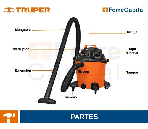 Aspiradora Sólidos Y Líquidos De 12 Gal, Truper 101509