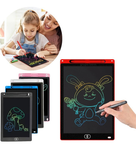 Tablet Magica Infantil Digital 8,5 Polega Lcd Lousa Pintar Cor Vermelho