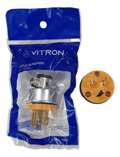 Enchufe Macho C/borde De Metal 110v Con Tierra Vitron X2und