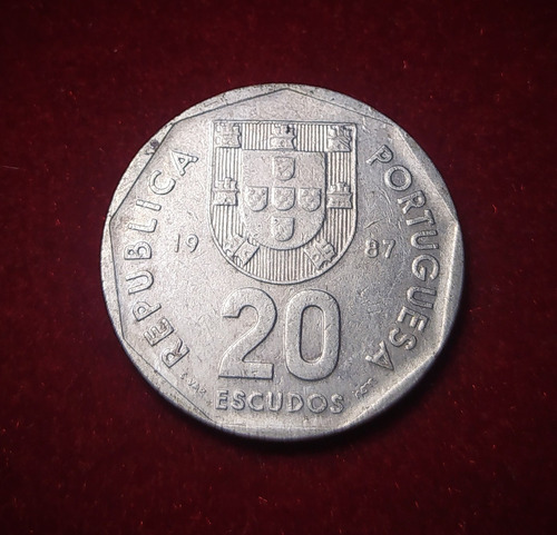 Moneda 20 Escudos Portugal 1987 Cuproniquel
