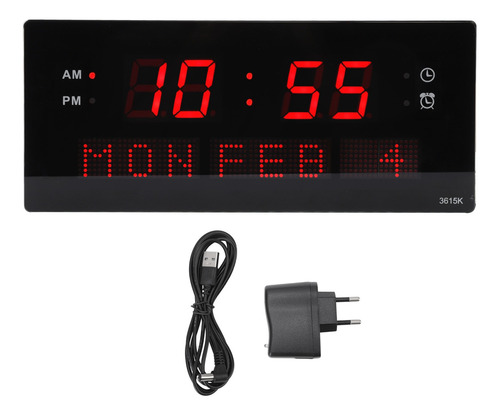 Reloj De Pared Digital Led Decorativo Con Marco Negro, Estil