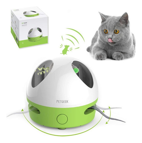 Juguete Interactivo Petgeek Para Gatos C/movimiento Y Sonido Color Verde Lima